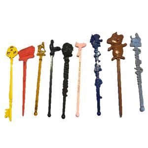Vintage mid century Cocktail Swizzle Sticks Lot 10 stirrers Figural Advertising